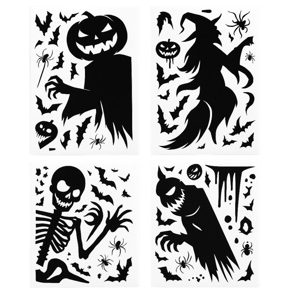 Pack of 2 Sheets 35cm Scary Window Stickers Random Models for Halloween Window Decoration Stickers