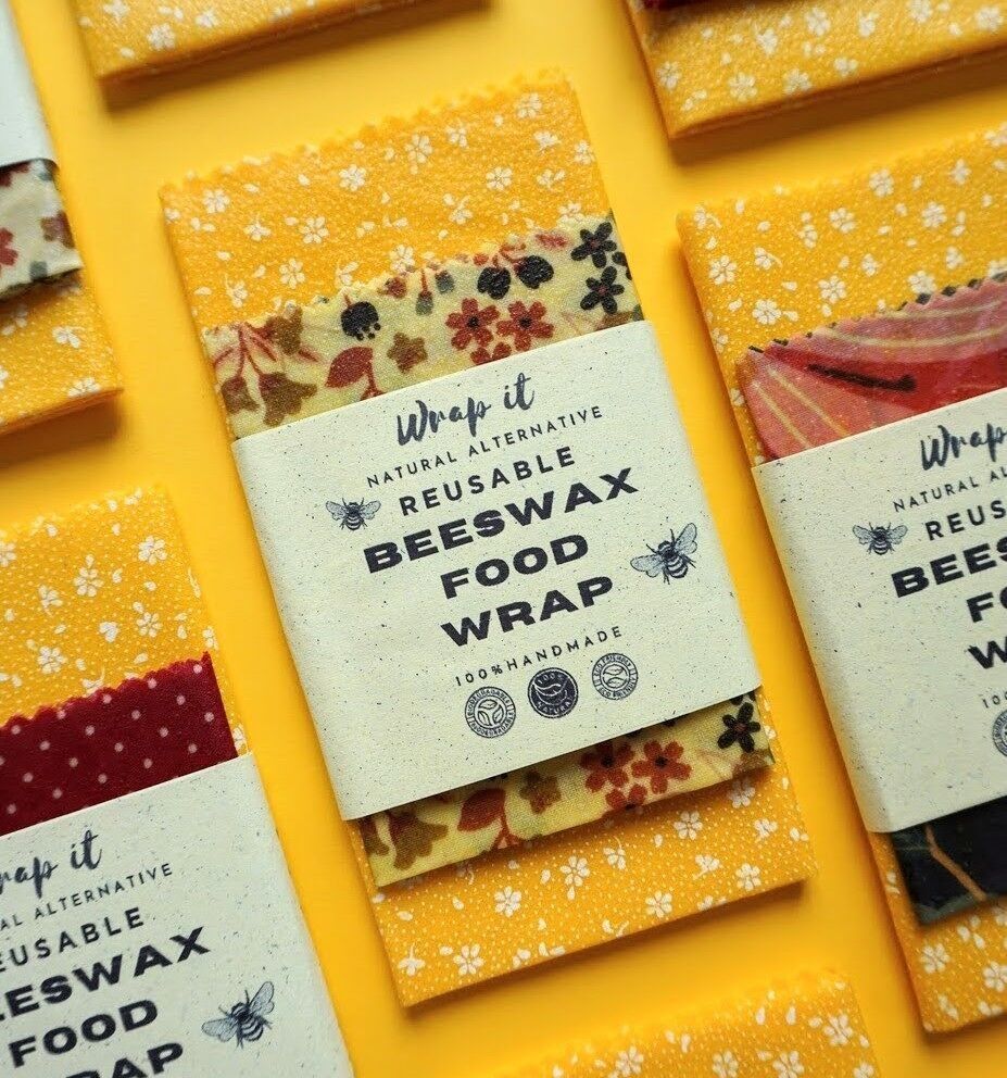 Envoltorio de alimentos reutilizable de cera de abejas - 2 en 1 - (30 x 30, 20 x 20 cm)