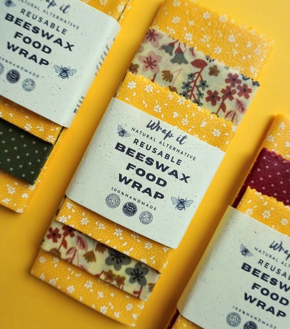 Beeswax food wrap starter pack - Set of 3 wraps - (40x40,30x30,20x20)