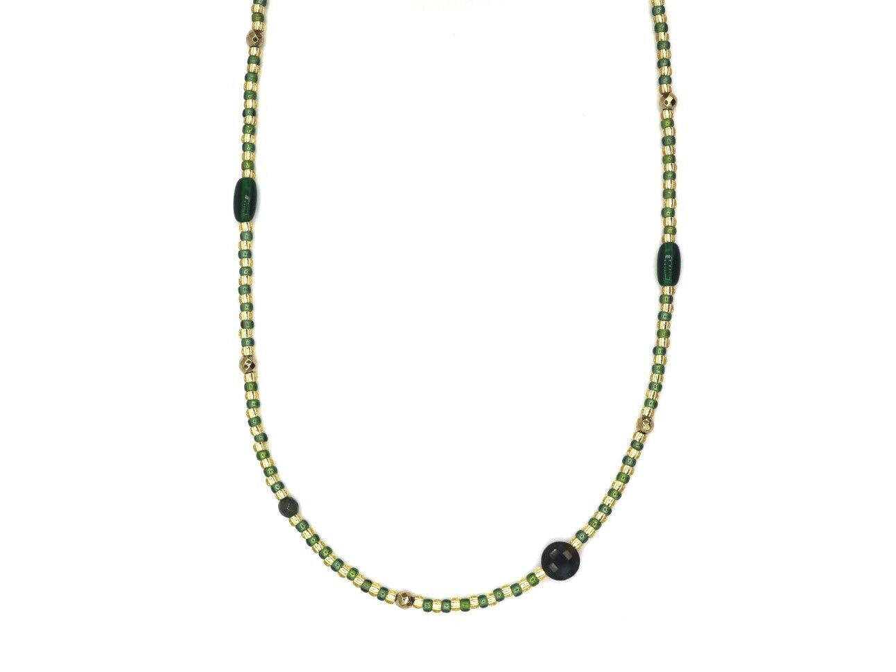 Collana in agata muschiata Selina, acciaio inossidabile argento o oro