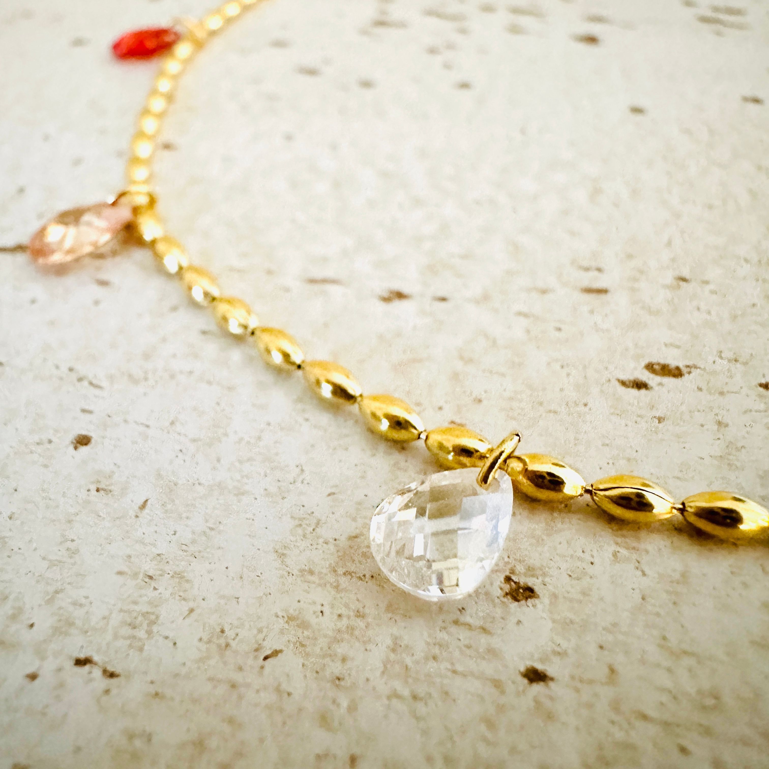 Olive necklace "Sunset Serenade" CZ zirconia stones