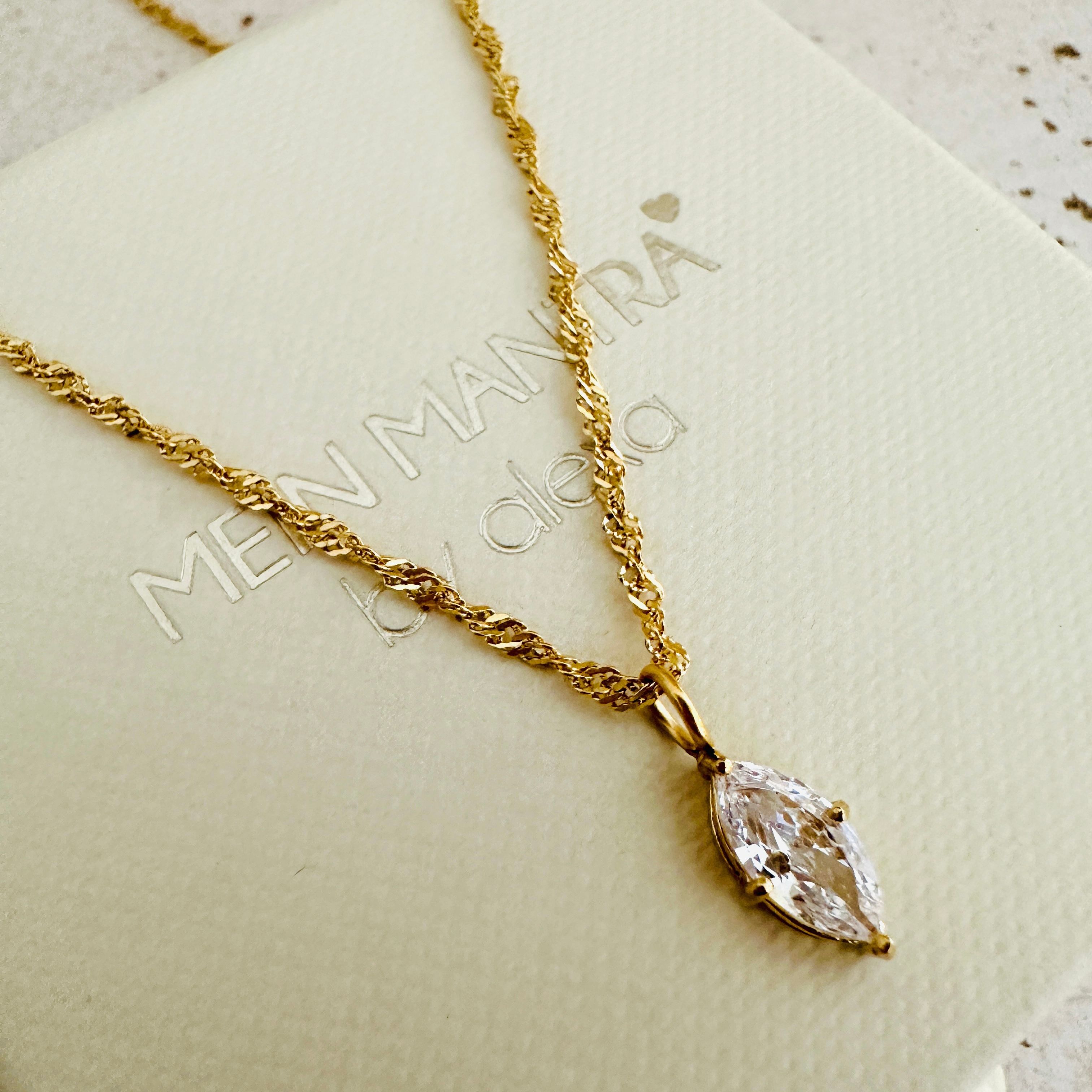 Collier avec pierre de naissance d'avril et vague