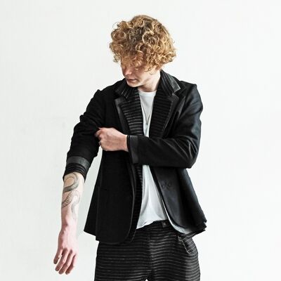 Unisex blazer jacket ‘Slack’ black pinstripe, package of 3