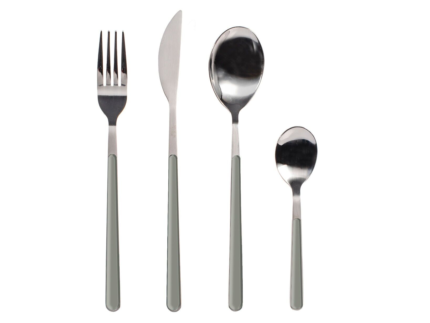 Nova 24-piece stainless steel cutlery set with plastic handle, sage green