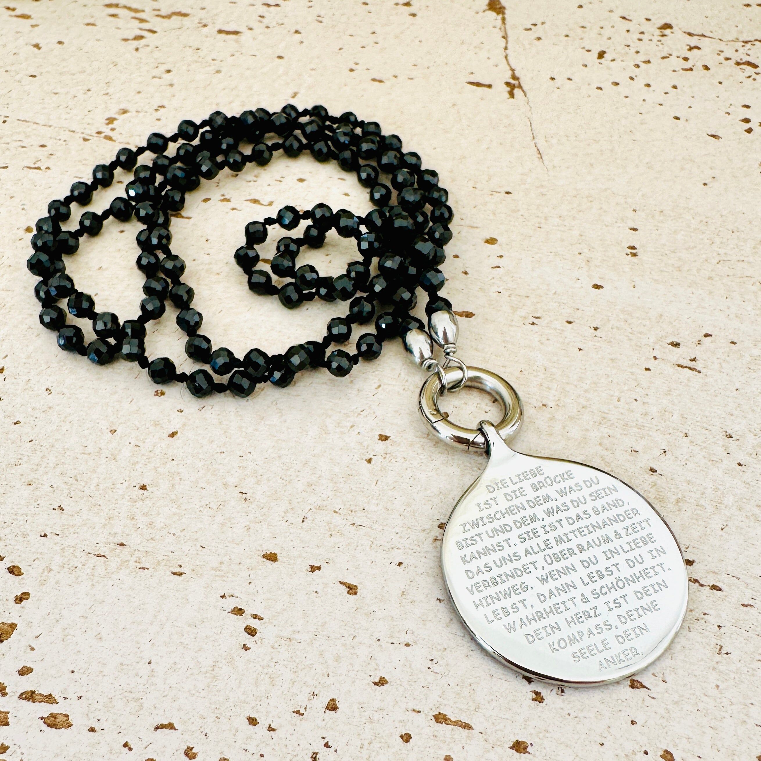 LOVE IS pendant - with spinel gemstone necklace