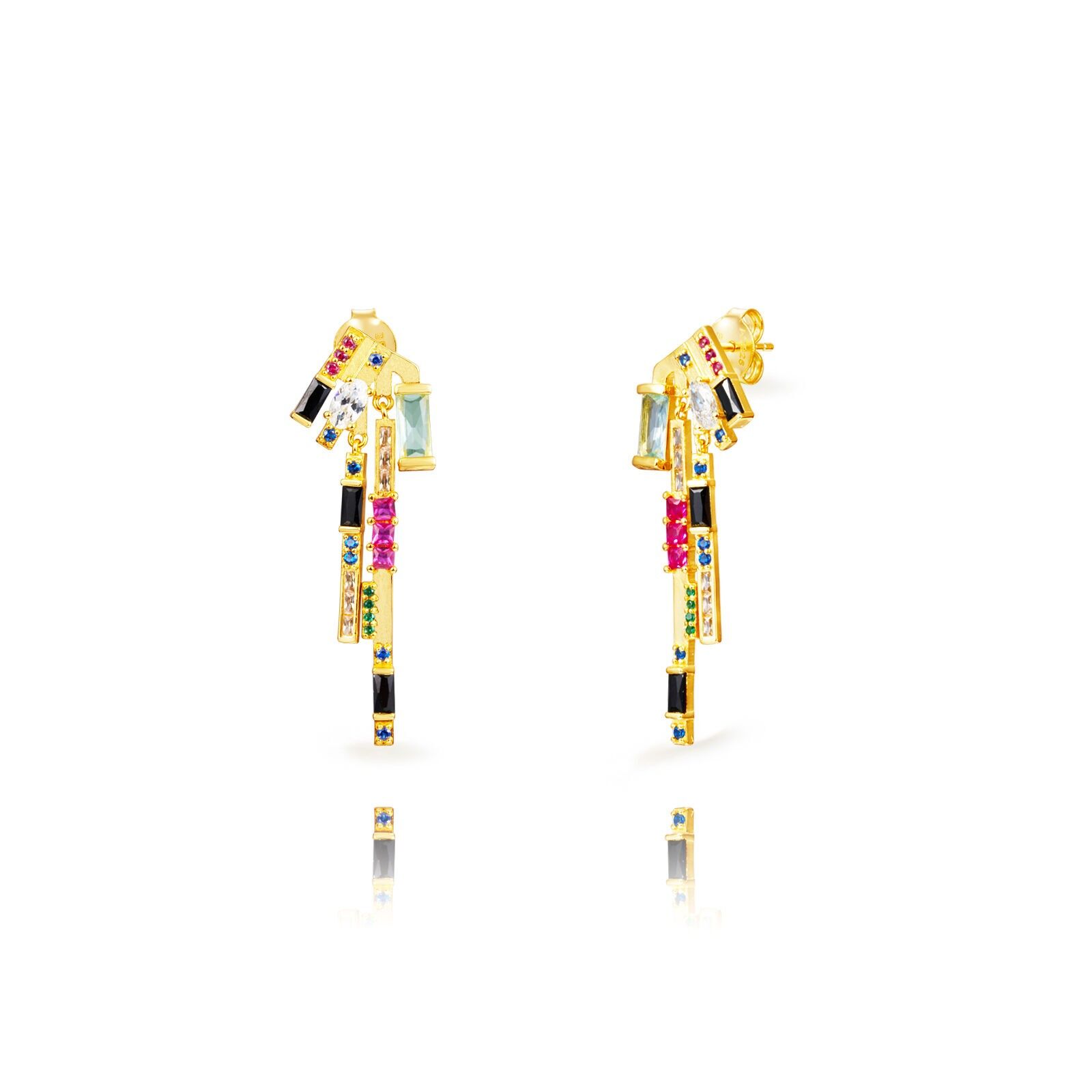 Pendientes Haru Plata y circonitas multicolor