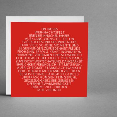 INSPIRATIV IN ROT: 5 Weihnachtskarten Weihnachtsbaumkugel als Text rot mit Lack veredelt inkl. Kuverts