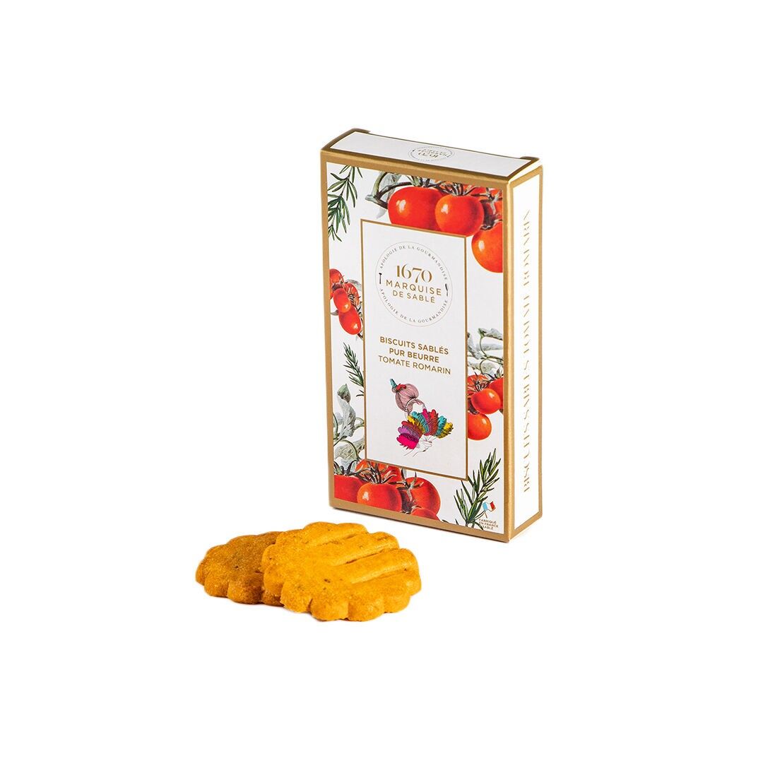 Aperitif-Shortbread-Kekse mit Tomaten und Rosmarin - 20 g Karton