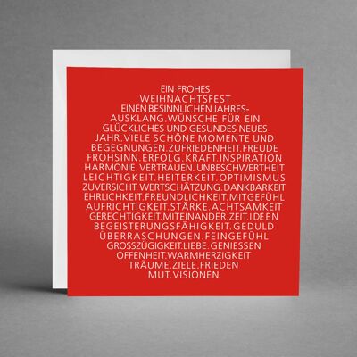 INSPIRATIV IN ROT: 10 Weihnachtskarten Weihnachtsbaumkugel als Text rot mit Lack veredelt inkl. Kuverts