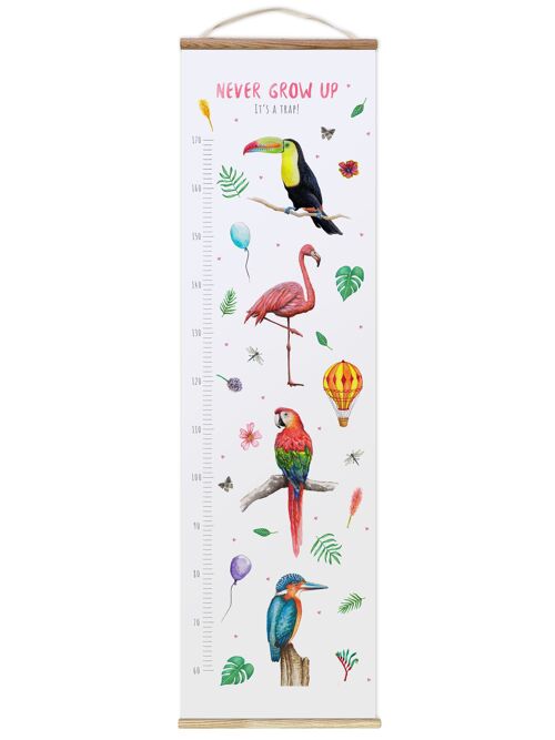 Kids Growth chart birds pink