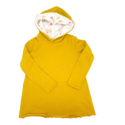 BIO Girlz Hoodie in Yellow Mustard und Kapuze Blütentanz (Gr. 86-104)