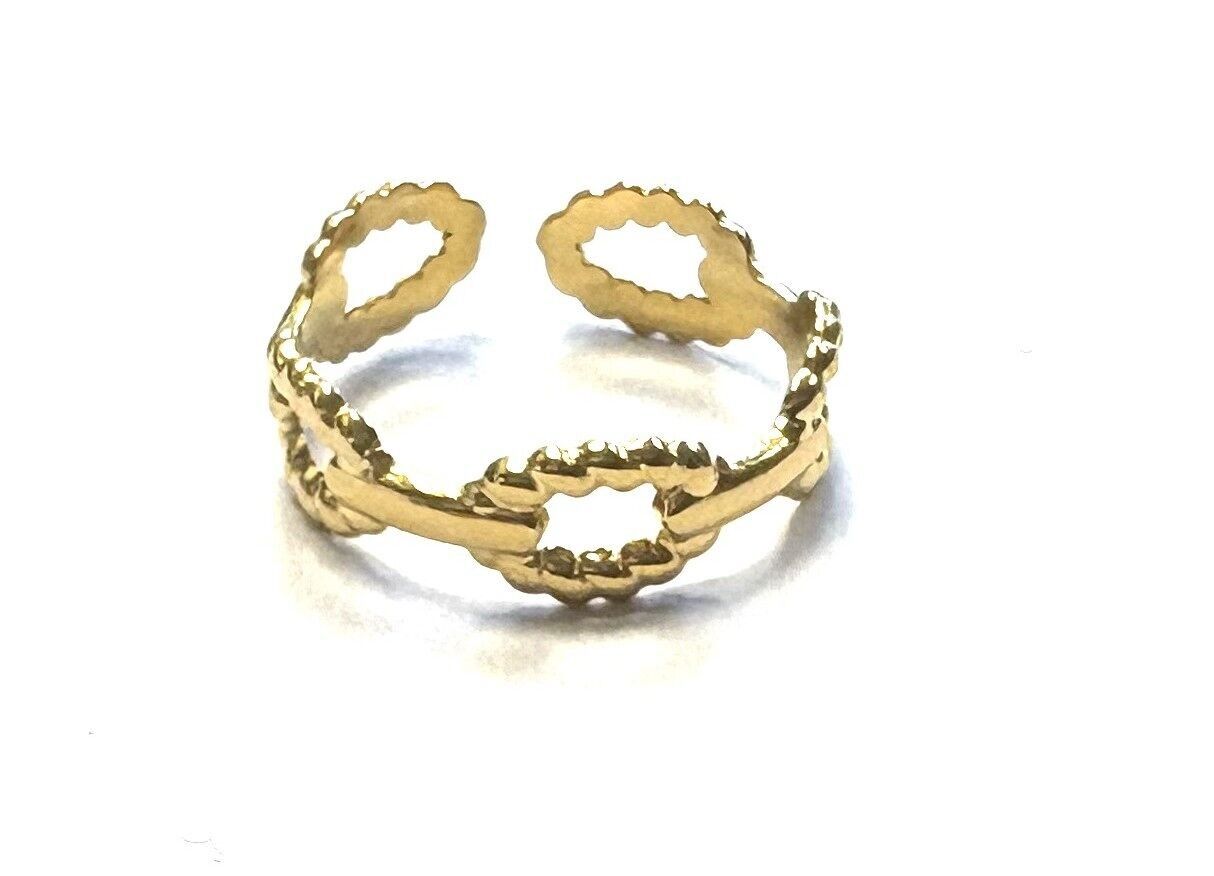 Anello maglie intagliate stile Hermes oro