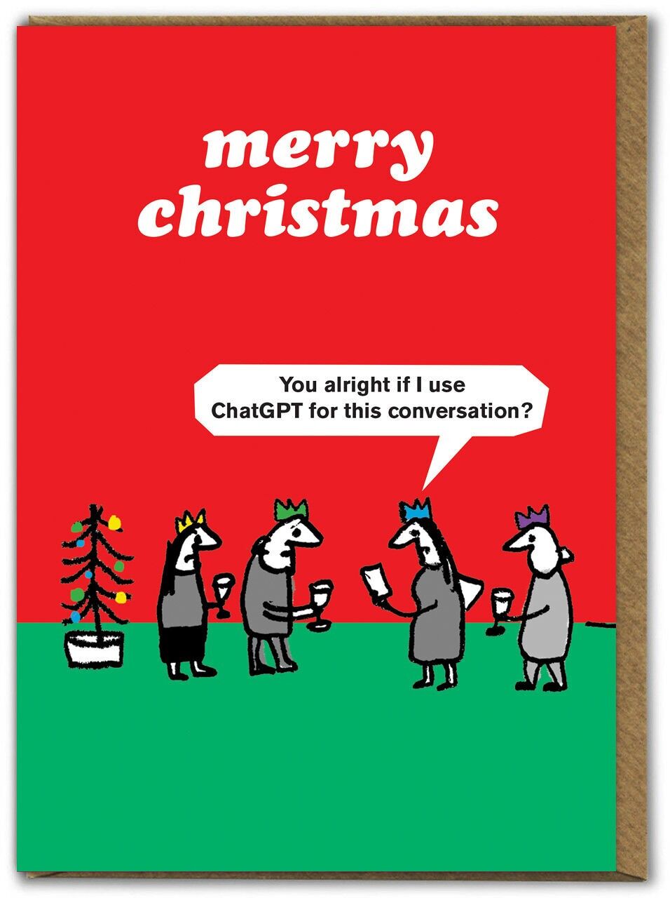 Divertente biglietto di Natale - Conversazione ChatGPT di Modern Toss