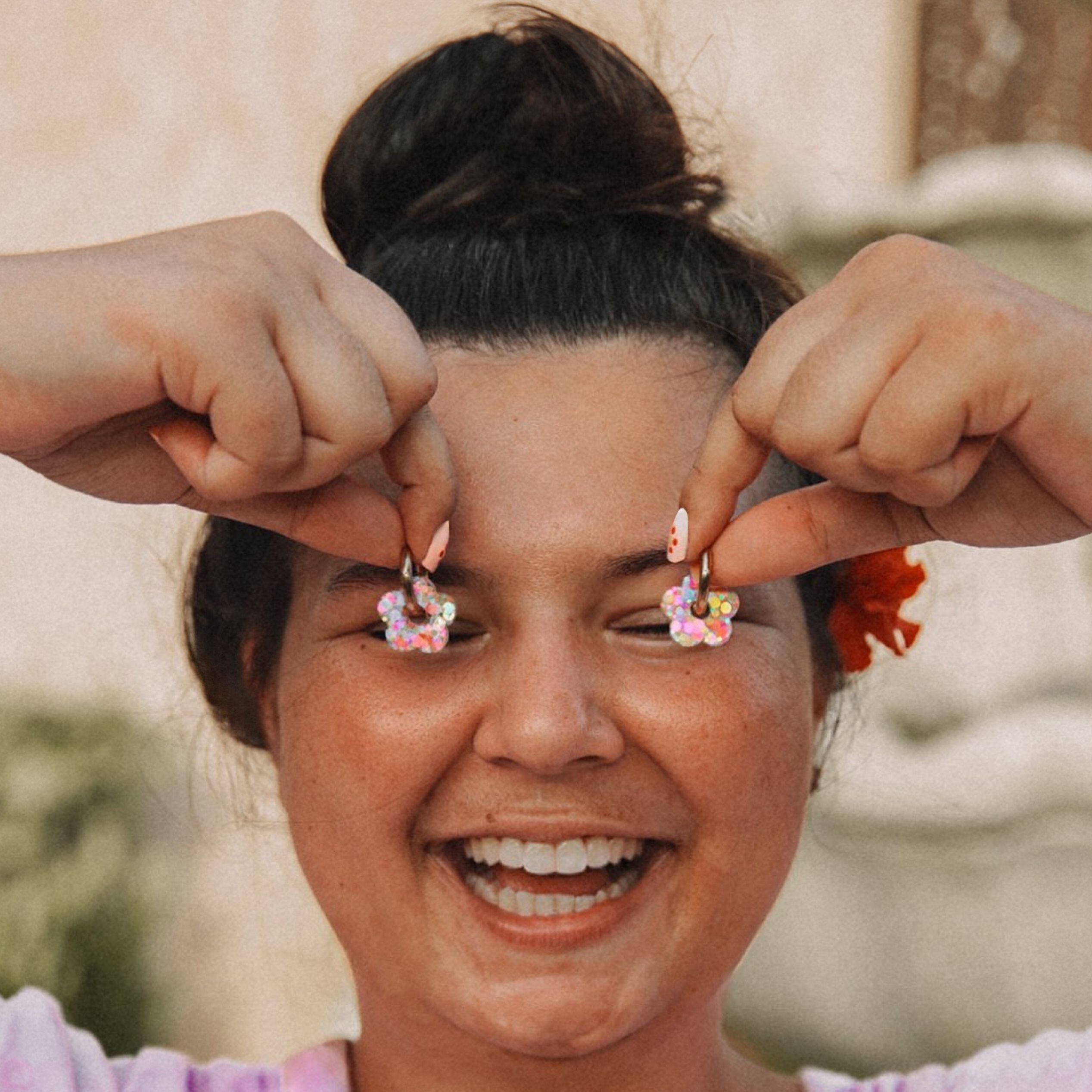 Kaugummi-Blumen-Creolen