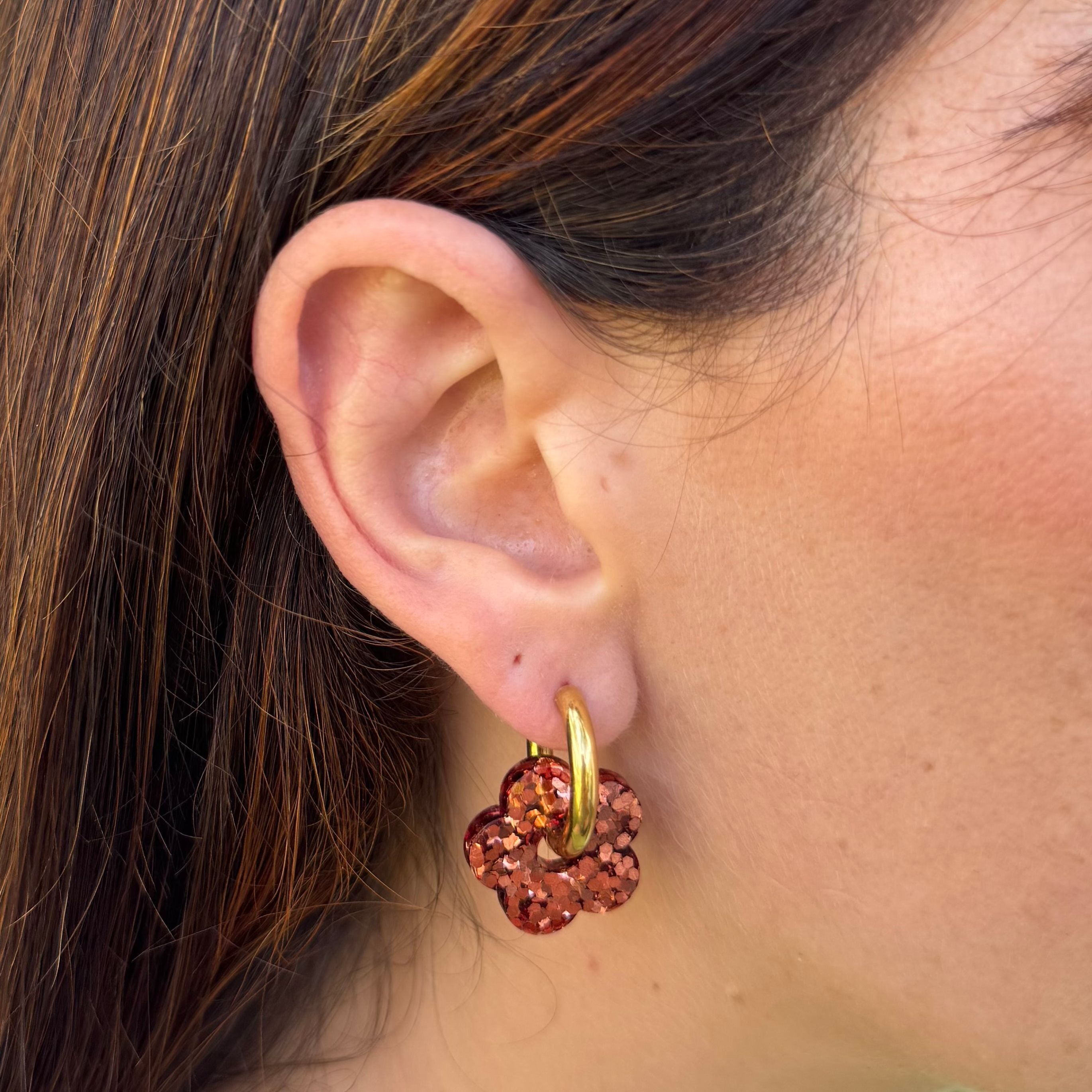 Kupferne Blumen-Creolen