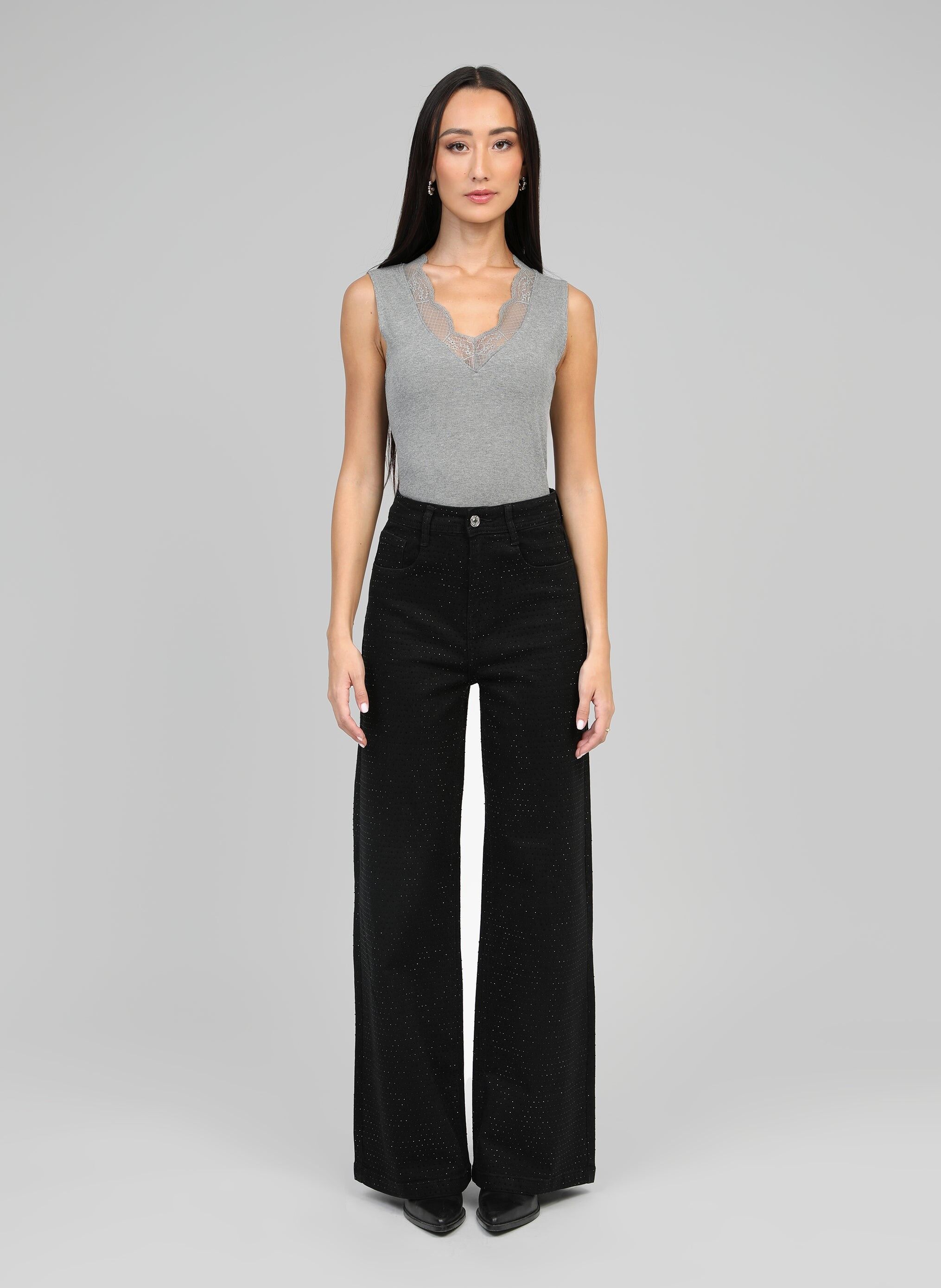 Jeans neri con paillettes