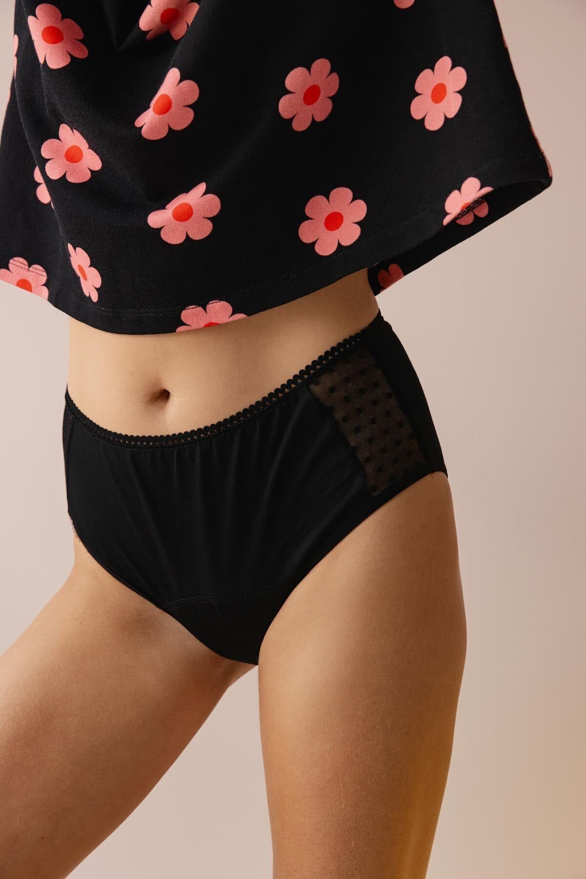Culotte menstruelle Taille Haute - Flux abondant GOTS | Tulle