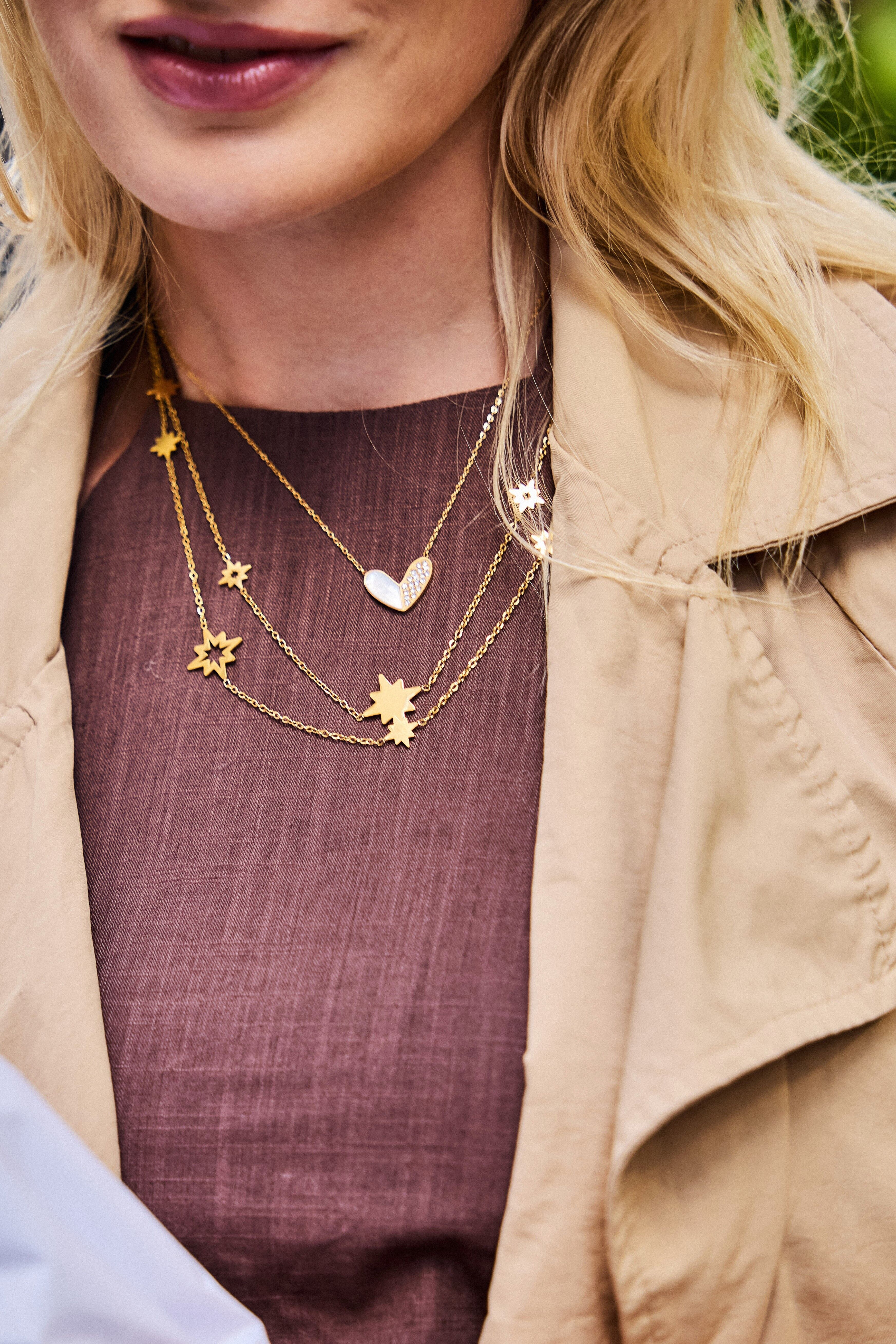 Vergoldete Edelstahl-Sternkette – Himmlische Eleganz