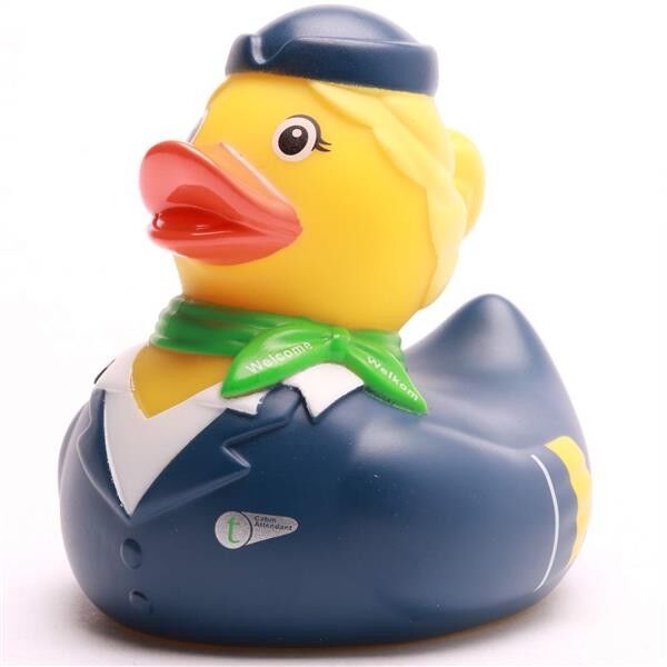 Canard en caoutchouc hôtesse de l'air - écharpe verte - canard en caoutchouc