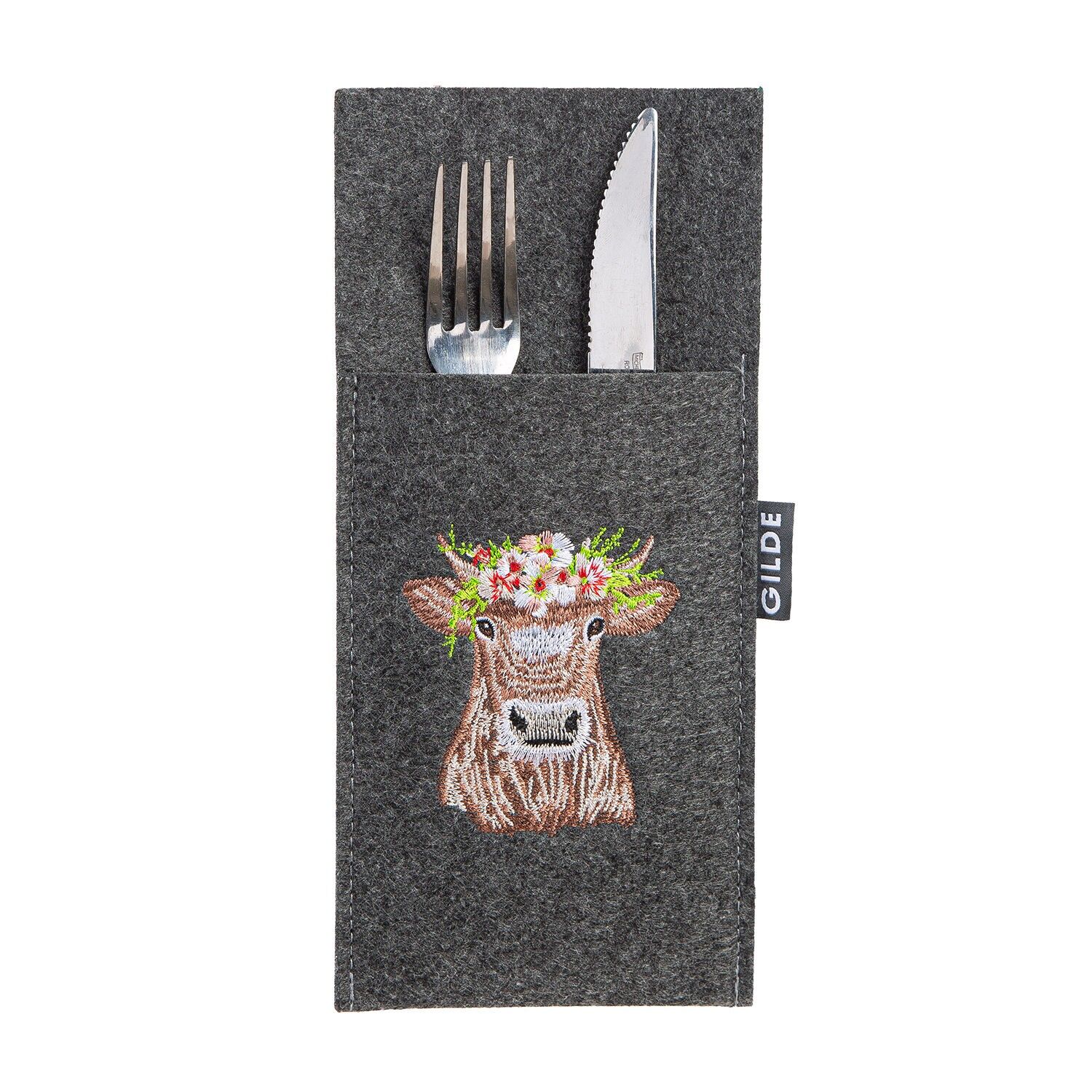 Bestecktaschen rechteckig Adelheid dunkelgrau H. 24 cm