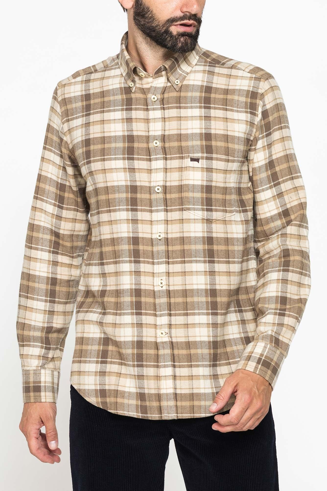 PATTERNED SHIRT IN LIGHT FLANNEL WITH FINE MELANGE YARN