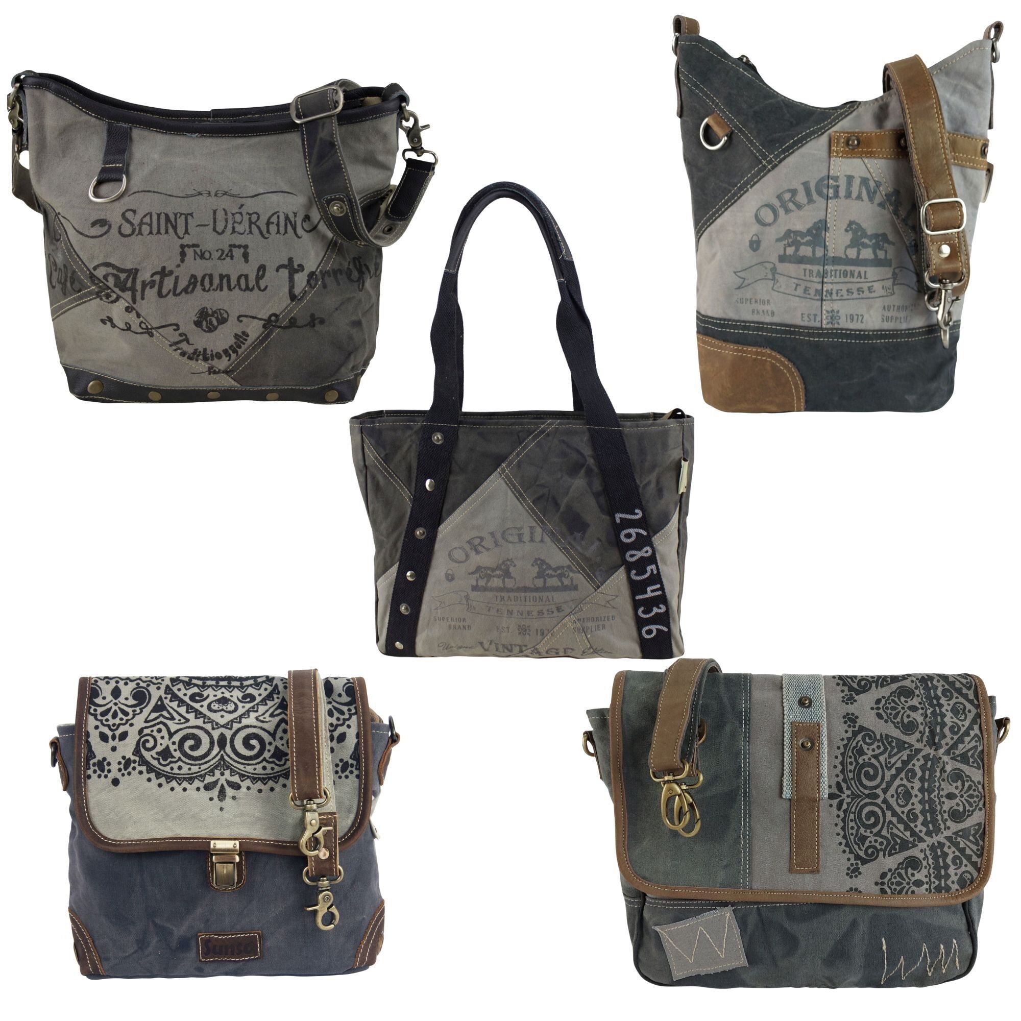 Paquete de invierno 5 Bolsos de lona en colores oscuros negro/gris Bolsos de mujer para el invierno