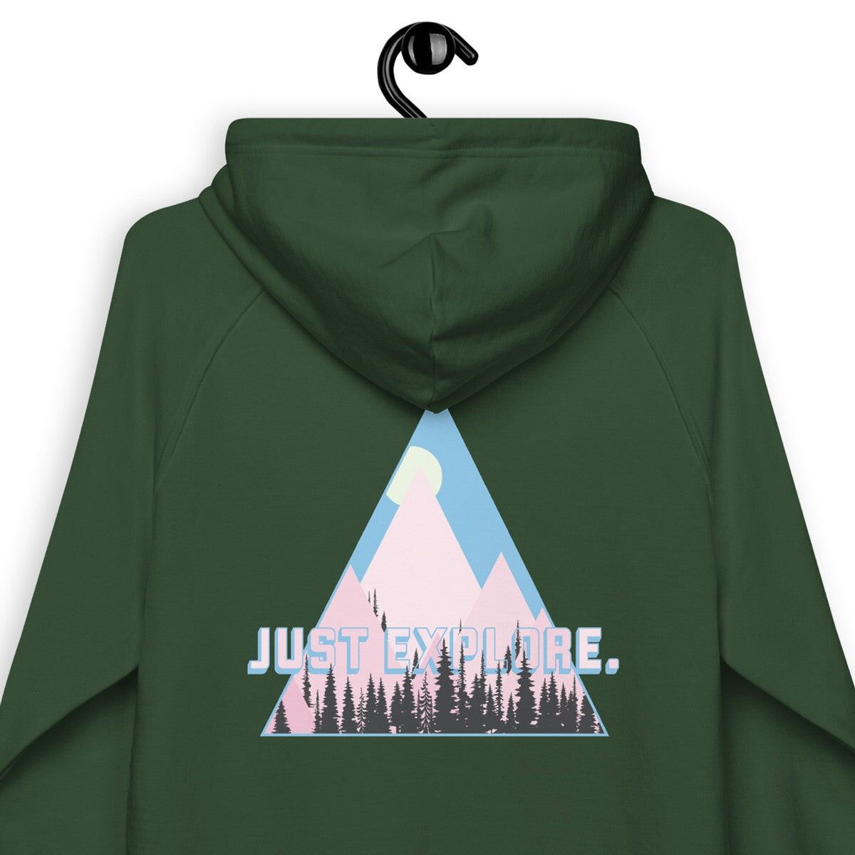 Esplora e basta.Felpa con cappuccio raglan in cotone biologico Seeker