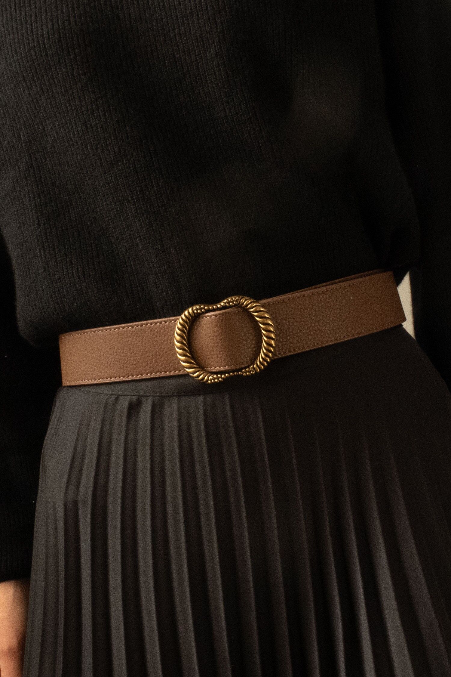 Cintura da donna in pelle di vacchetta, larghezza 4 cm W401