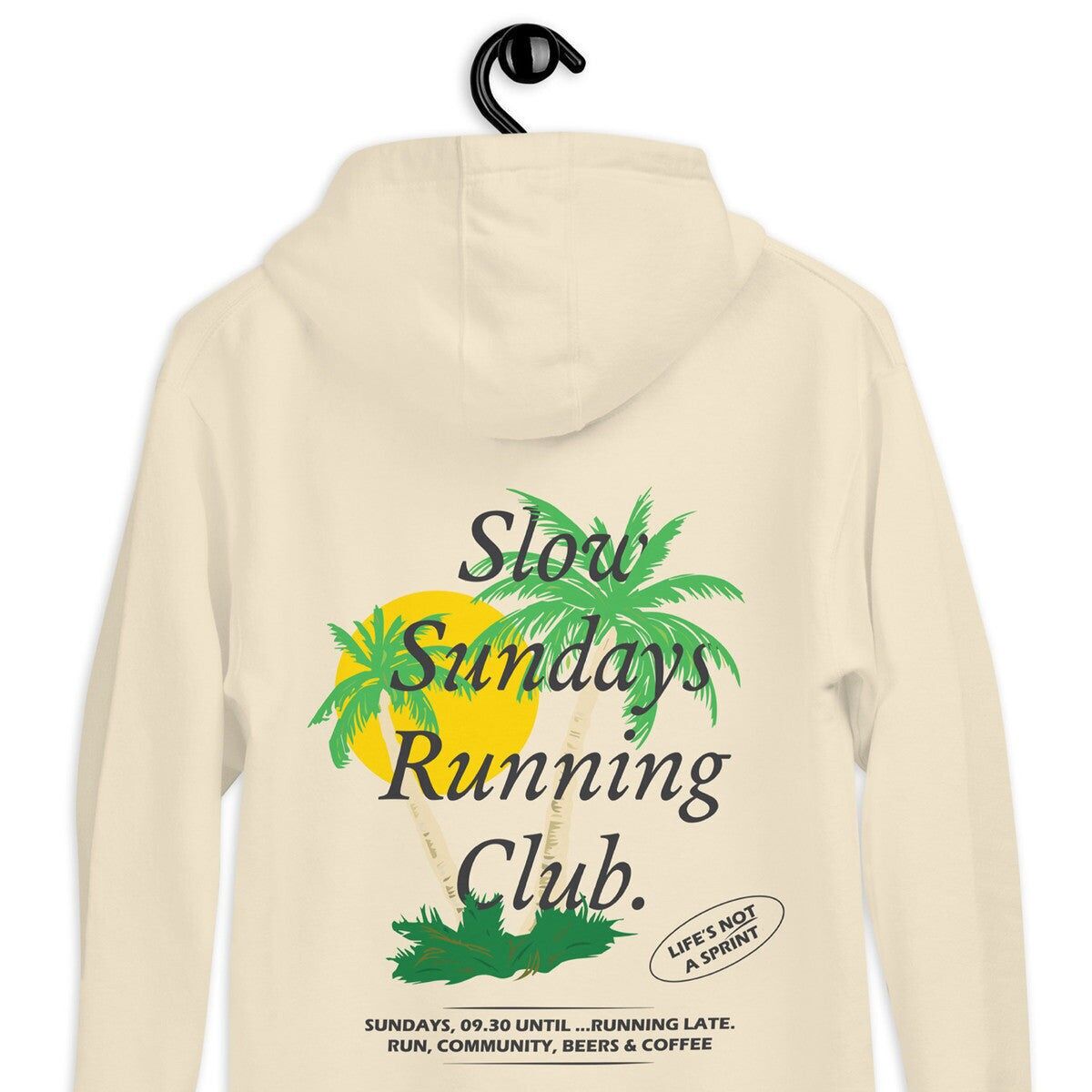 Felpa con cappuccio in misto cotone Palm Tree Slow Sundays Running Club