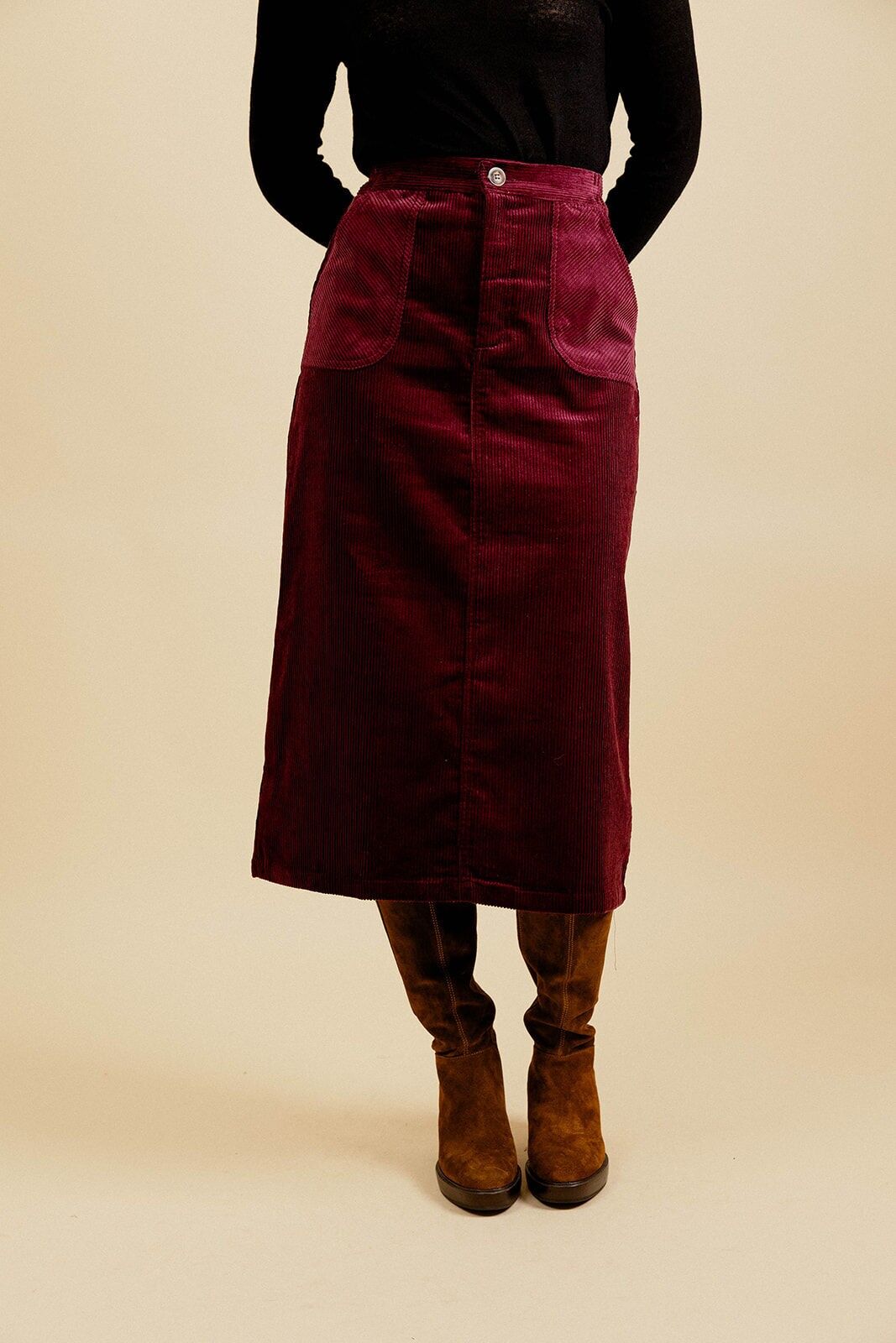 DOMITILLE Ausgestellter Midirock aus Baumwollcord