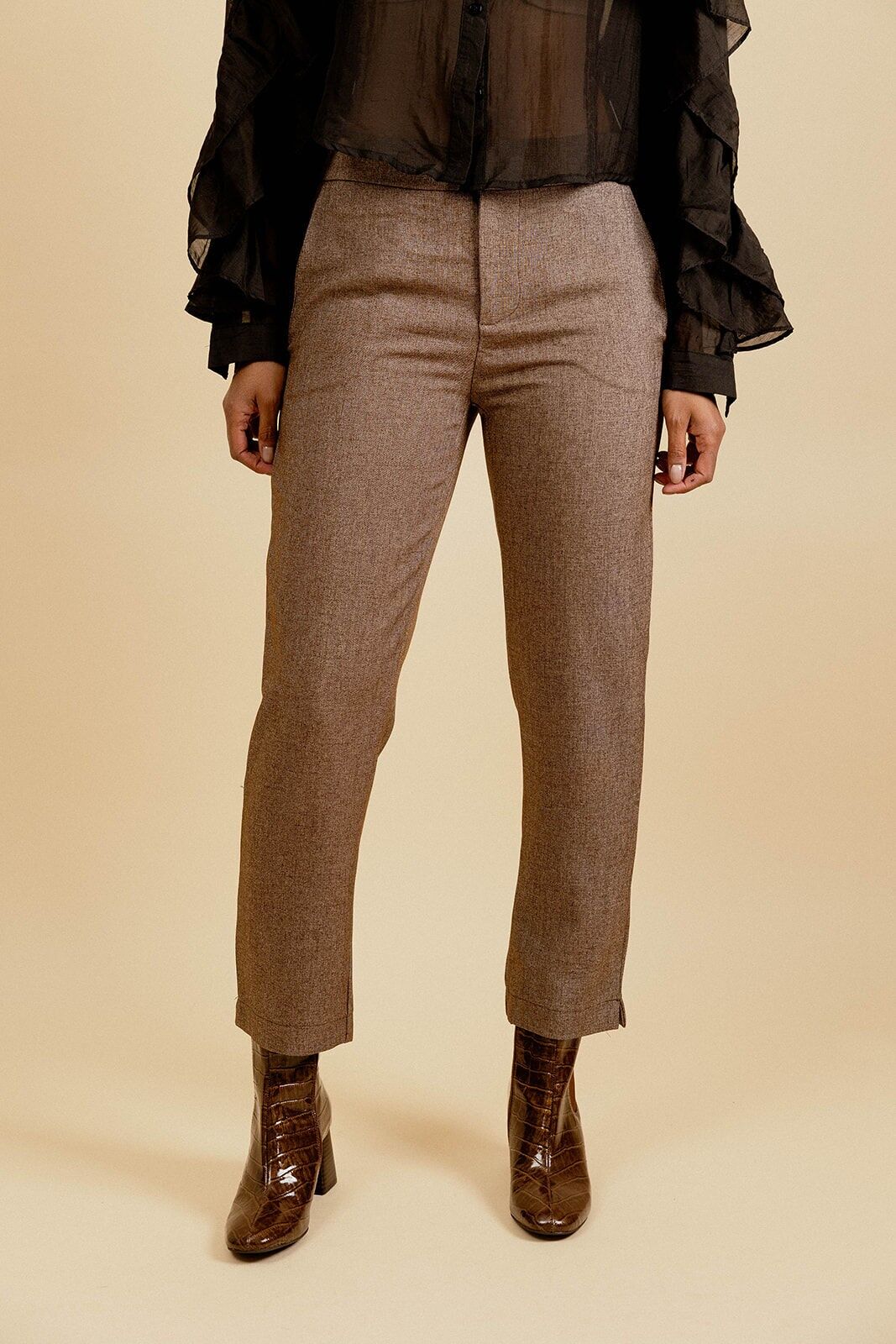 MOISE Melierte Bundfaltenhose