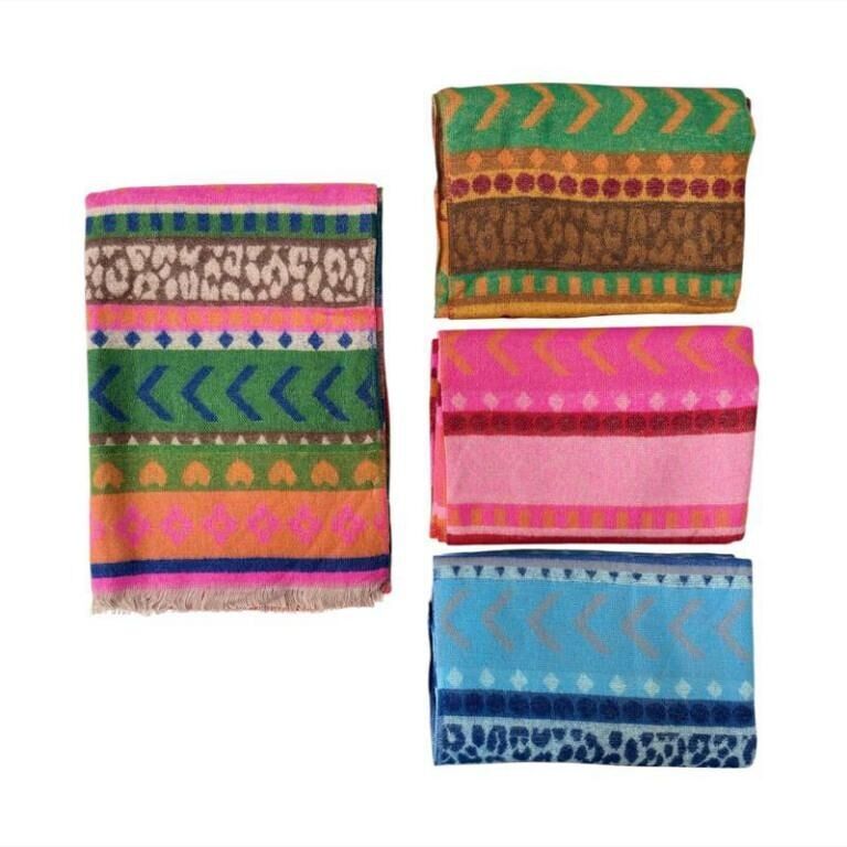 Schal aus Wolle und Baumwolle mit mehrfarbigem Design