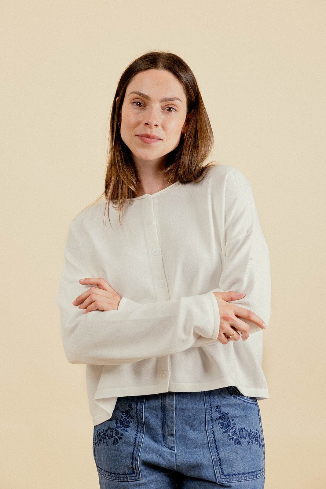 GERMAIN Feinstrickweste mit Knöpfen