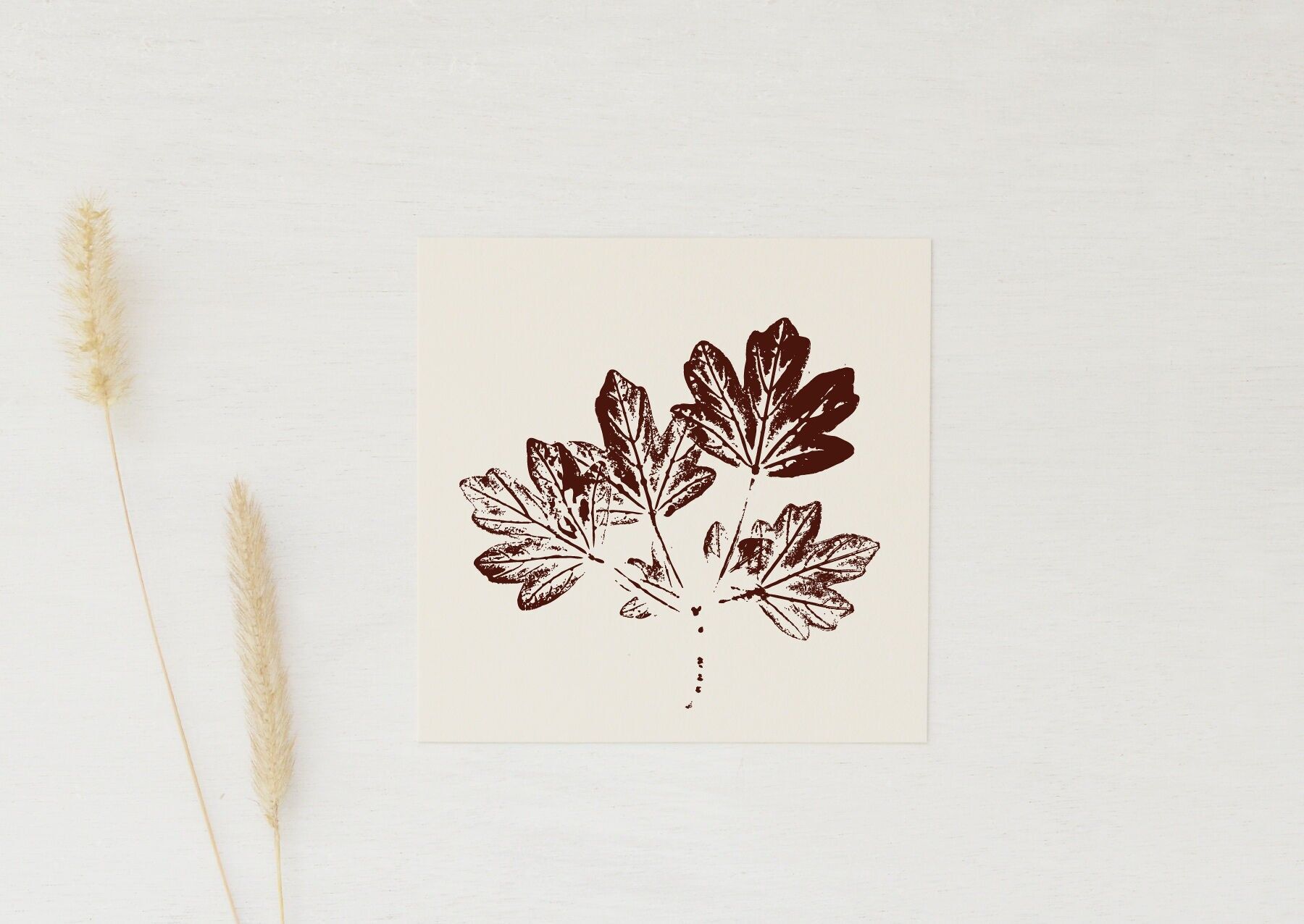 Small autumnal card Country maple • Footprints collection • 10×10 cm (envelope included)