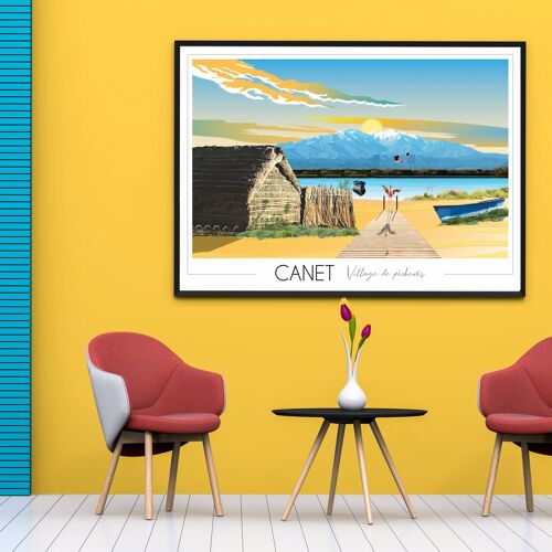 Affiche Canet en Roussillon - Etang 30x42cm • Travel Poster