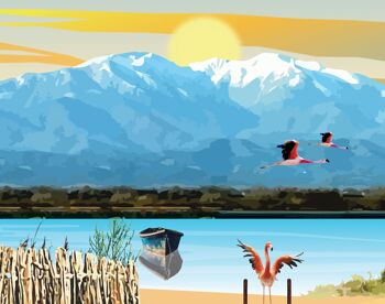 Affiche Canet en Roussillon - Etang 30x42cm • Travel Poster 3