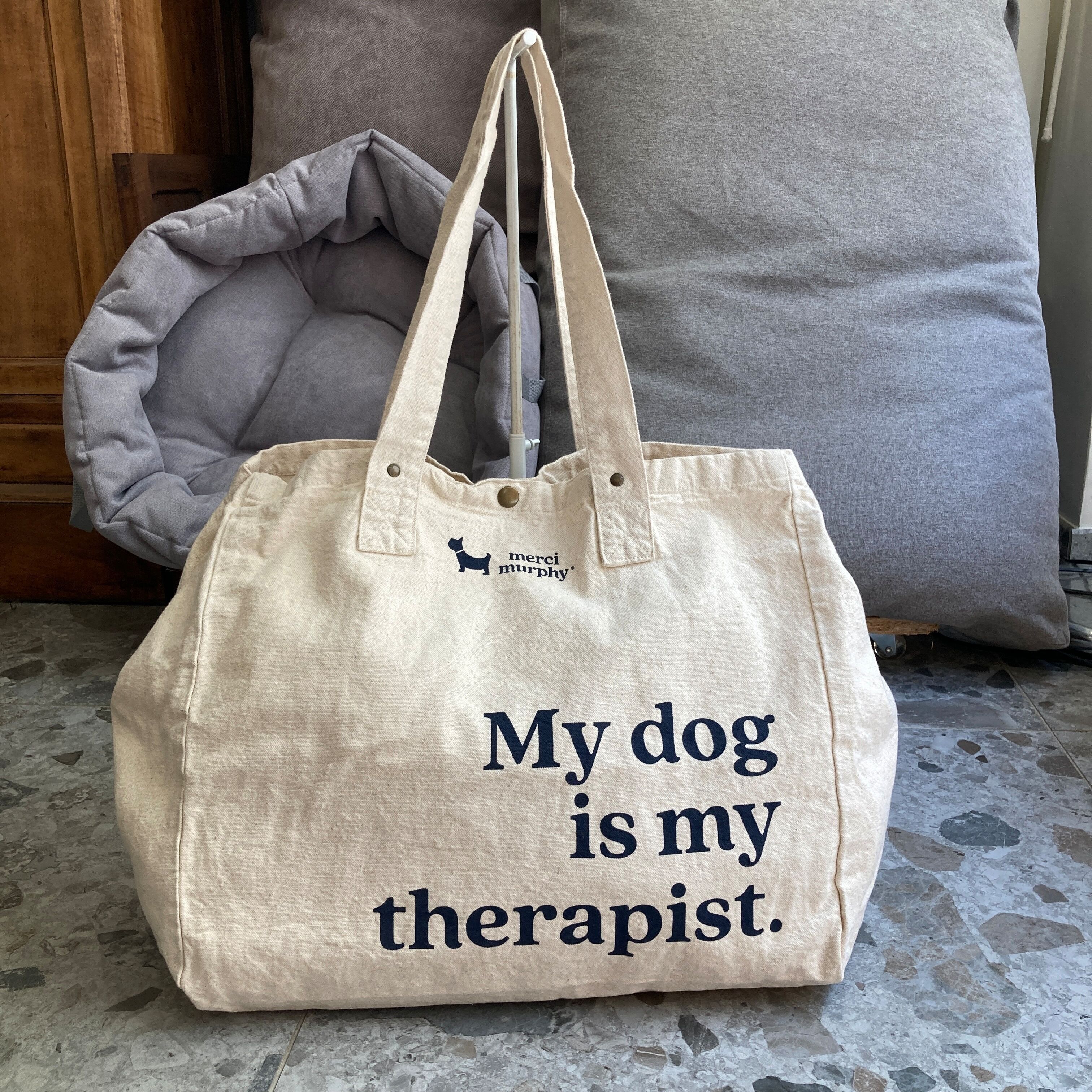 Maxi cabas - écru - My dog is my therapist