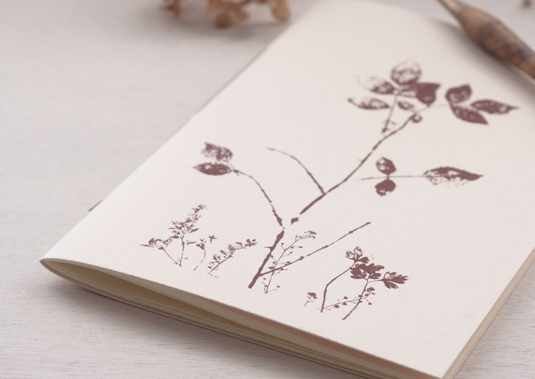 Carnet fait-main "Rosier sauvage" • collection Empreintes • A5