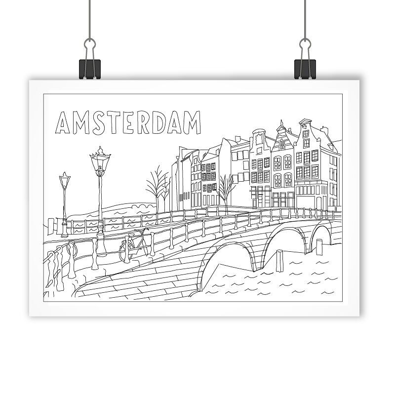Poster verniciabile A3 - "Amsterdam" (multi-tecnica)