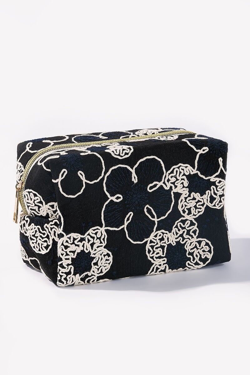 Makeup bag with embroidered flowers CY231JH