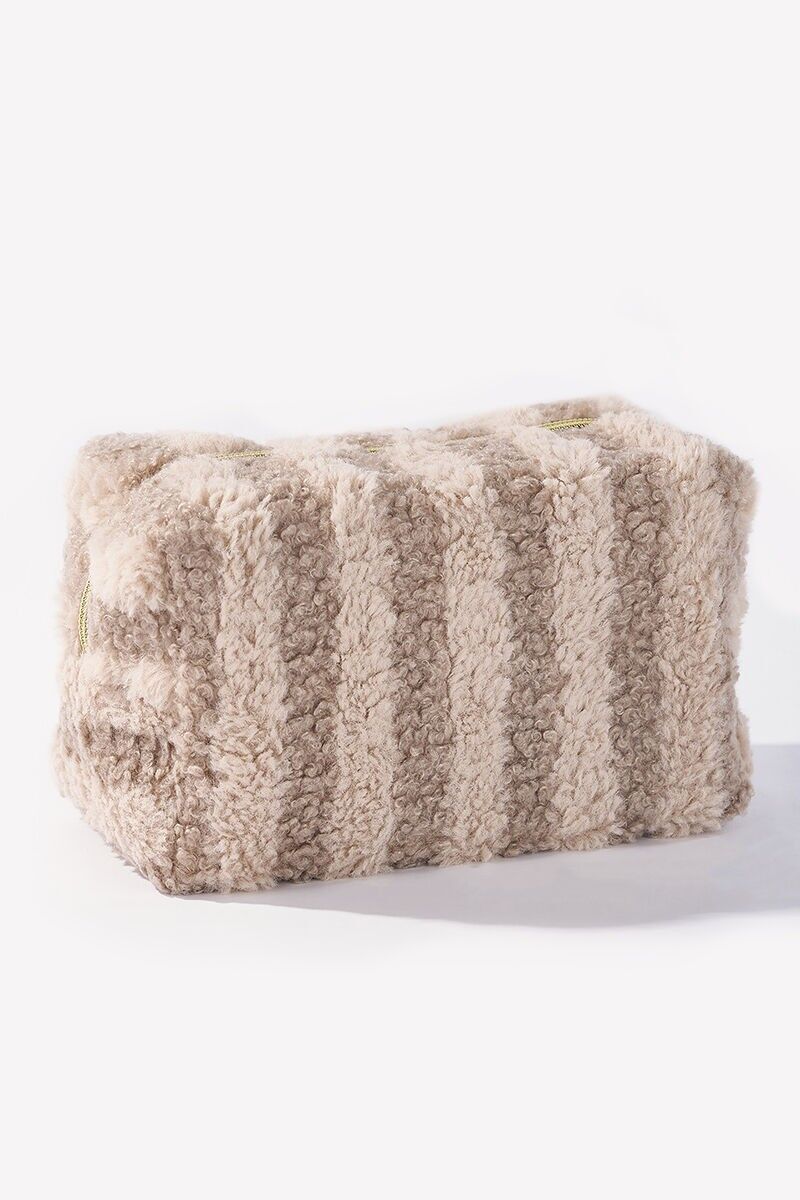 Rectangular Striped Teddy Makeup Bag CY232JH