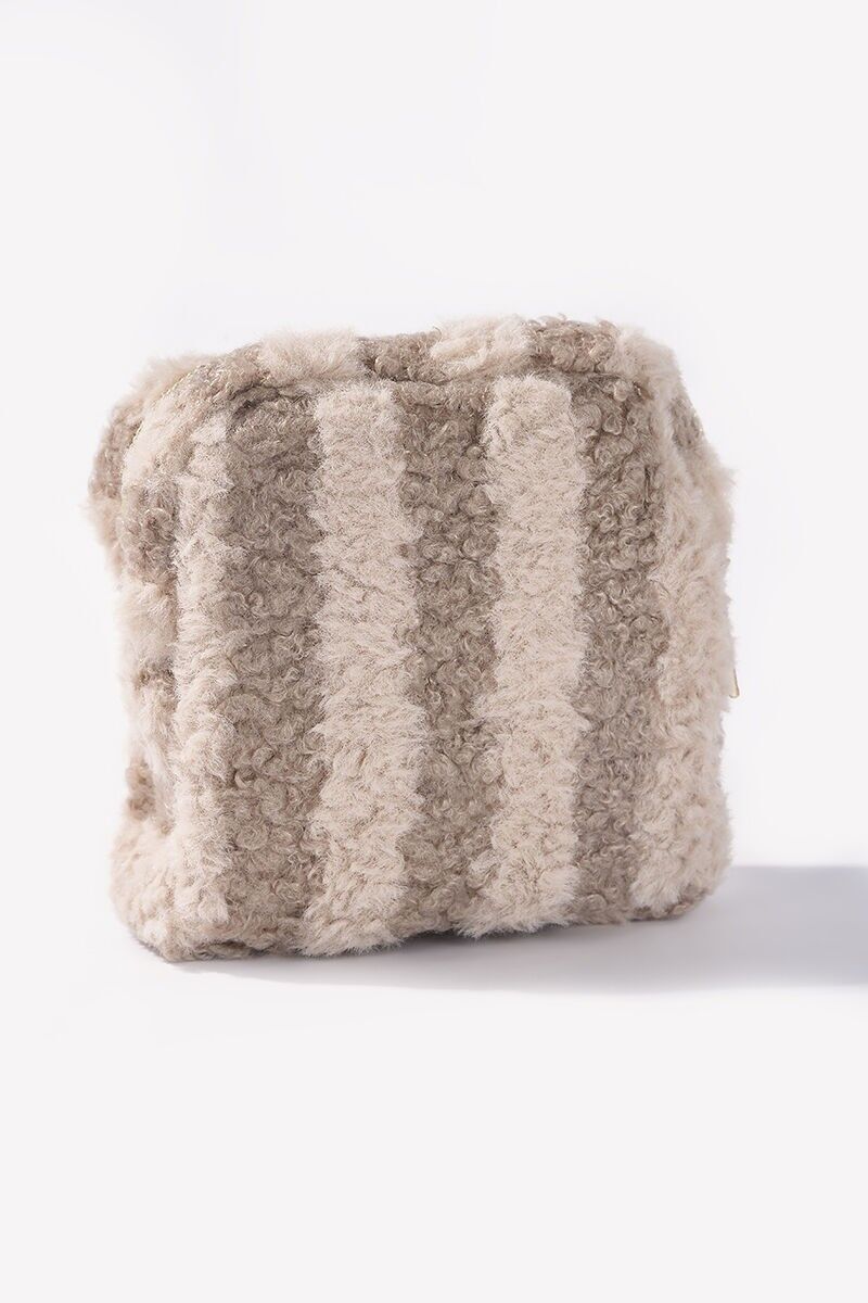Teddy Square Striped Makeup Bag CY234JH