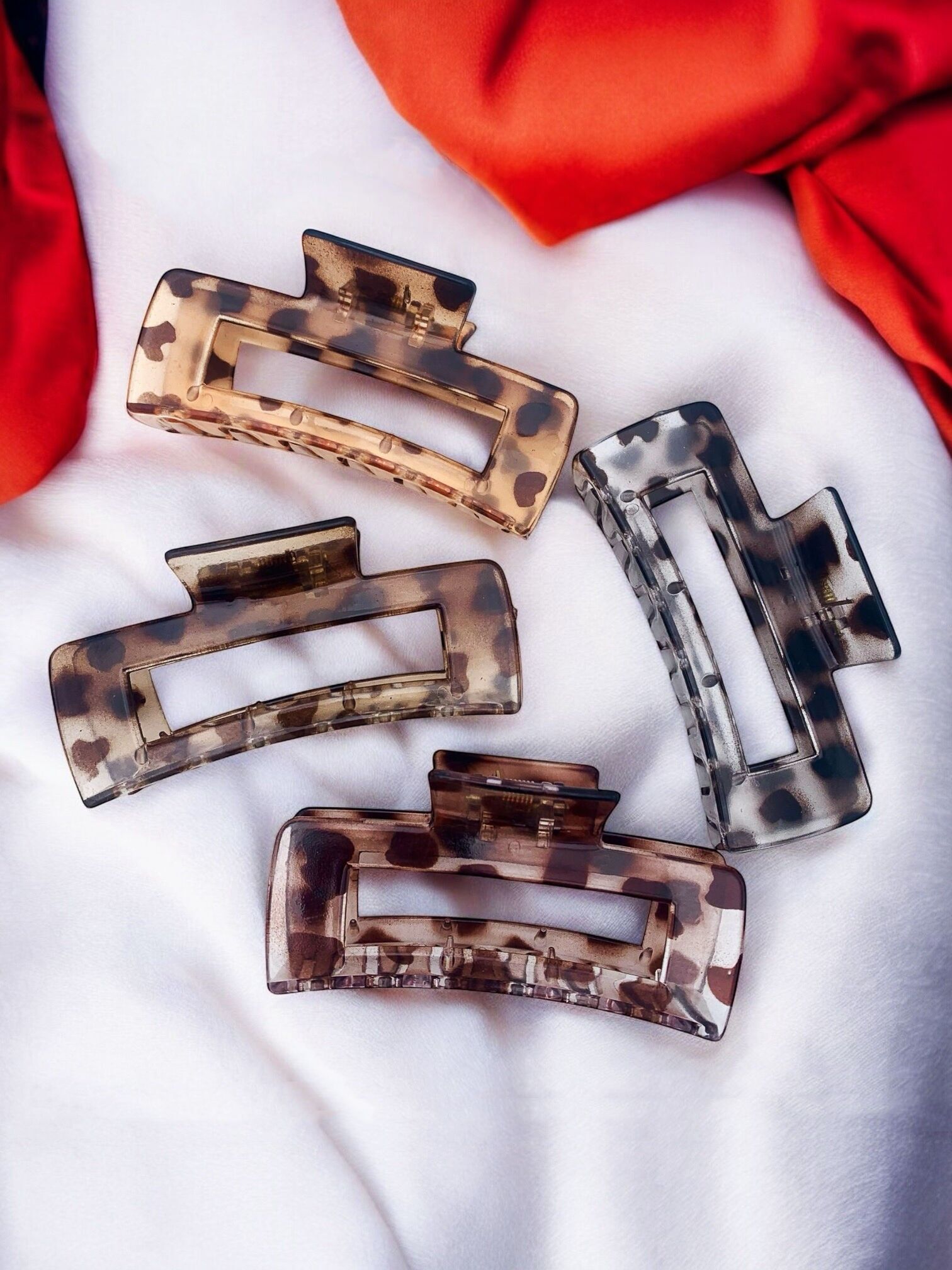 Fermaglio per capelli rettangolare leopardato YH53