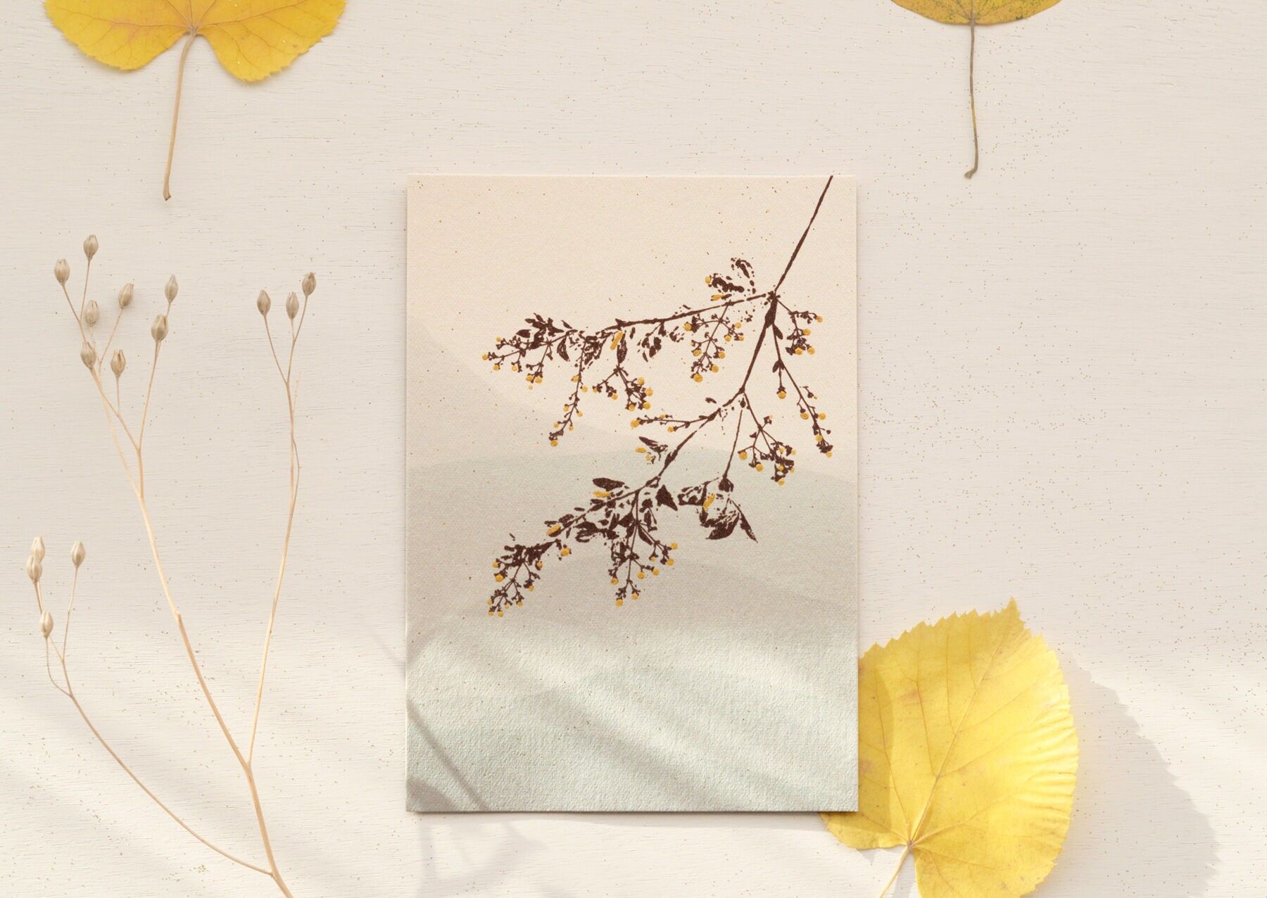 Biglietto di Natale "Winter Shore" - Acquerello dorato fatto a mano • Cancelleria unica • A6