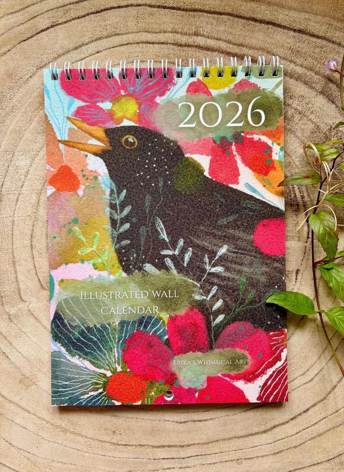 2026 Floral Art Calendar: A5 Handmade Illustrated Wall Calendar