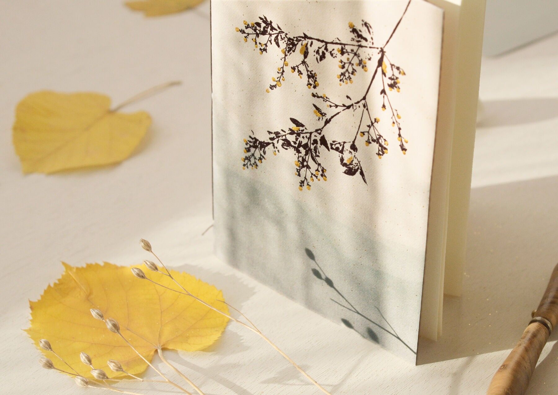 Kleines handgemachtes Notizbuch "Winter Shore" - handgemachtes Goldaquarell • einzigartiges Briefpapier • A6