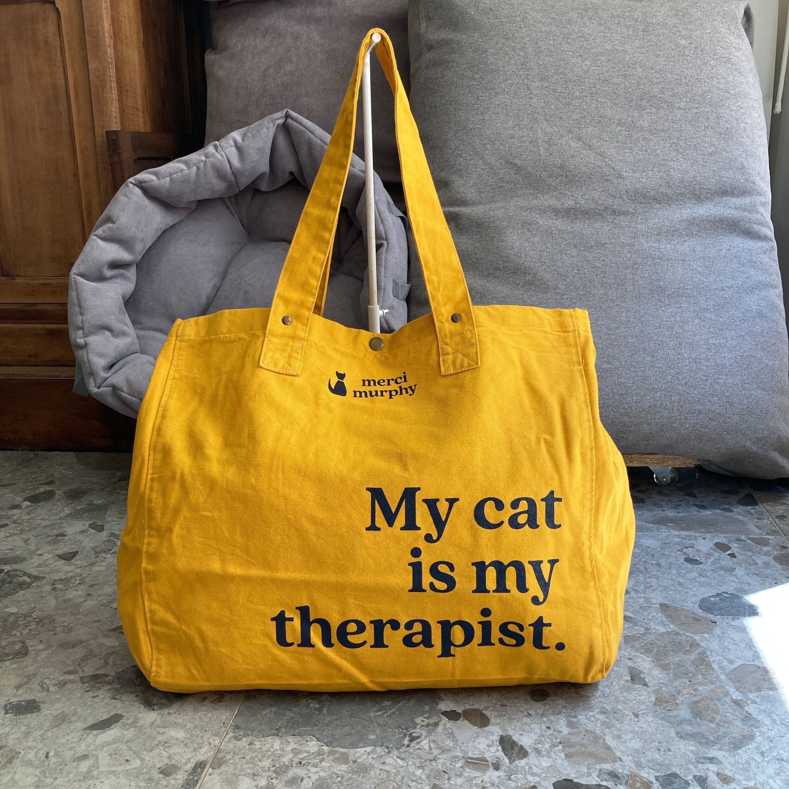 Maxi cabas - jaune tournesol - My cat is my therapist