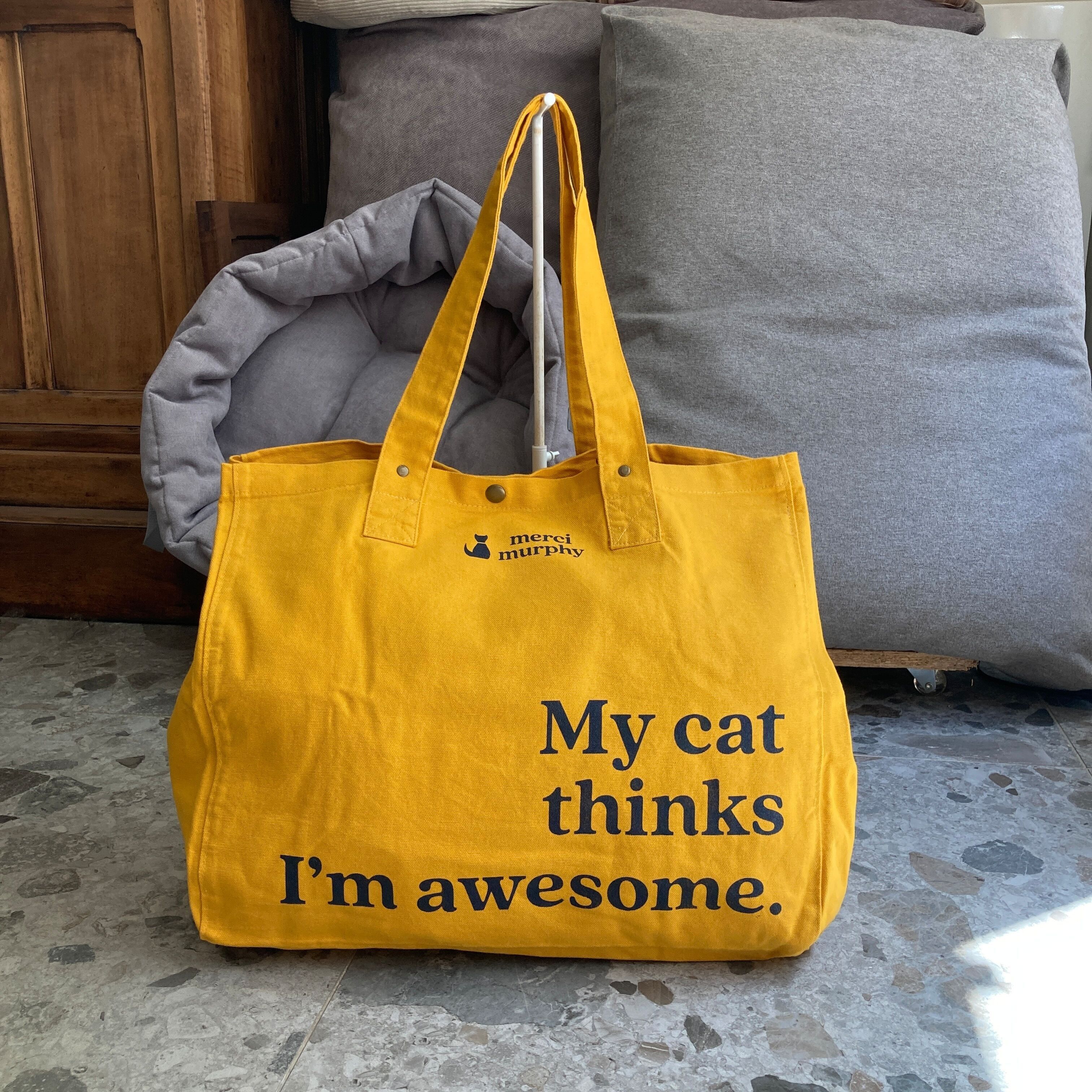 Maxi cabas - jaune tournesol - My cat thinks I'm awesome