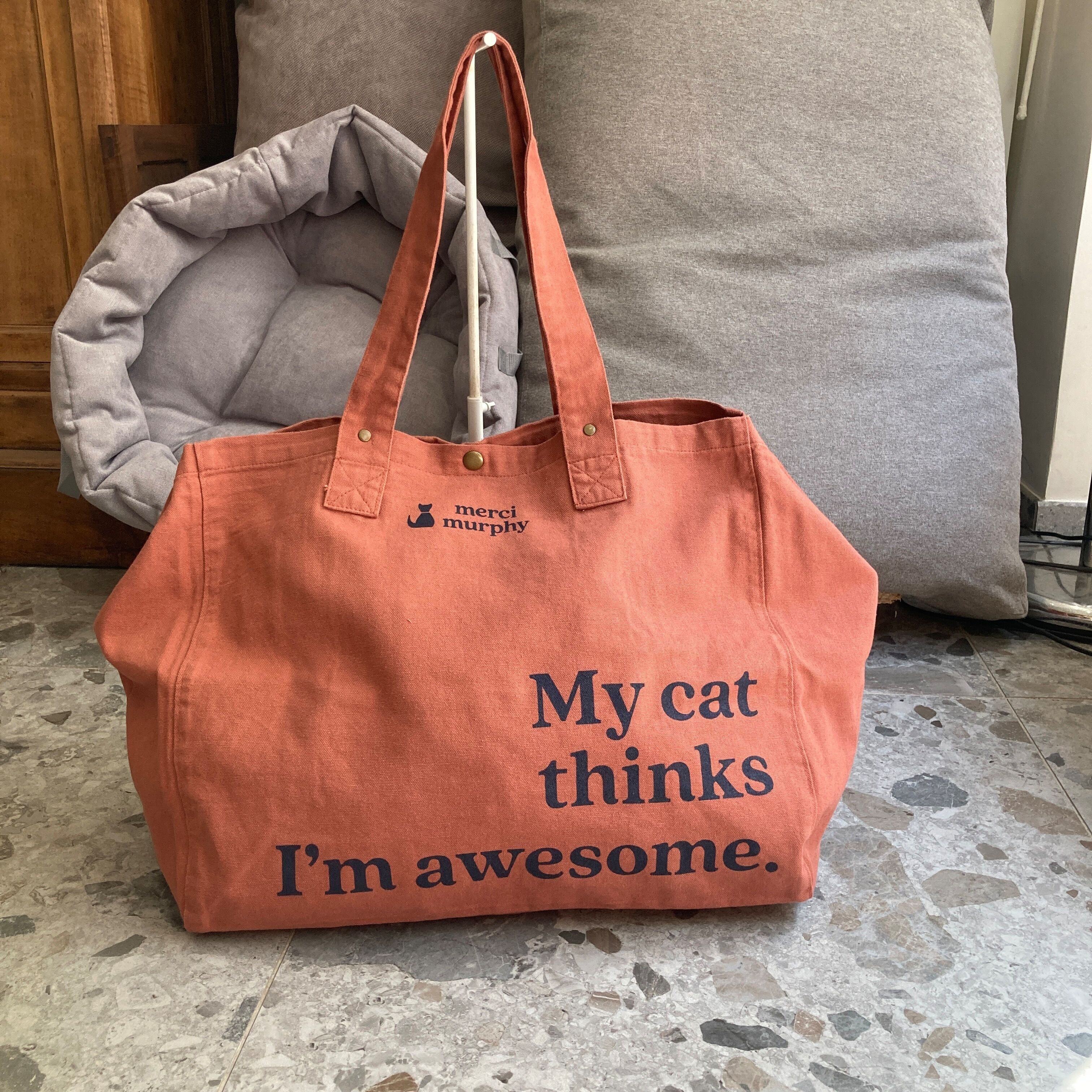 Maxi tote bag - rosa - Il mio gatto pensa che io sia fantastico