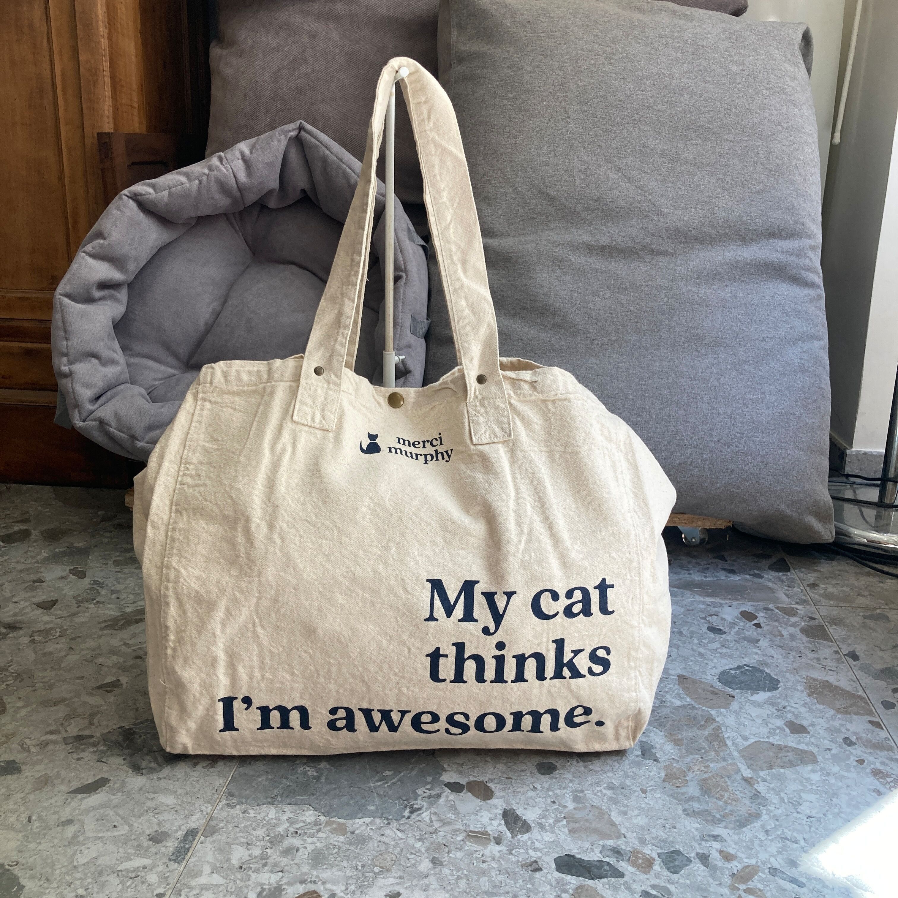 Maxi cabas - écru - My cat thinks I'm awesome